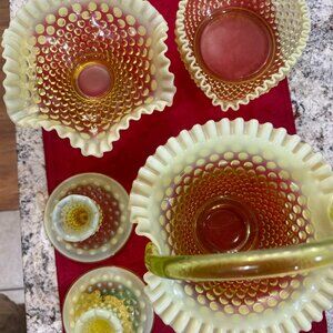 Fenton Vaseline Glass Collection,Once in a life time Set. Unbelievable.